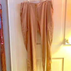 Women’s Tan Suede-Like Cargo Pants Size 14